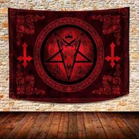 Night Ritual Tapestry Satan Goat Head Witch Chamber Altar Bar Room Decoration Gothic Aesthetic Decoration Creative 40CMX60CM