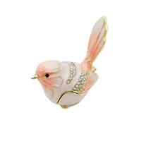 Mini Size Bird Trinket Box Pink Blue Color Metal Material Enameled Animal Figurines Exquisite Craftsmanship rožinė