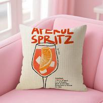 Fashion Art Aperol Cushion Cover Natural Linen Pillow Case Double-Sided Print Decorative Sofa Pillowcase Home Decor Gift Peach skin 18*18(CM)-1Pcs