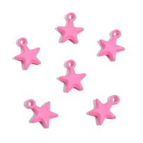 Colorful Spray Paint Stars Charms Pendant Beads for DIY Jewelry 2pcs/Bag rožinė