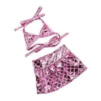 Šuniuko bikini suknelė, blizgantis šuniuko maudymosi kostiumėlis, undinėlės maudymosi kostiumėlis su blizgančiais žvyneliais, vasarinis pajūrio paplūdimio drabužis mažiems ir vidutinio dydžio katėms ir šunims M rožinė