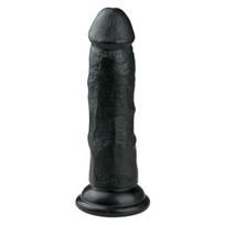 Realistiškas dildo EasyToys 15,5 cm juodas su siurbtuku, venomis raižytu kotu