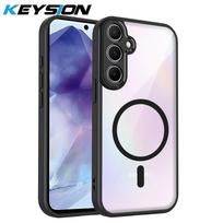 KEYSION Transparent Magnetic Phone Case for Samsung S23 S24 S25 Ultra 5G Soft Silicone+PC HD Clear Simple Shockproof Back Cover for Galaxy S25+ S24 FE for Galaxy S23 Ultra pilka