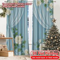 2D Flat Printing,2pcs Dreamy Oasis Print Modern Curtains Durable 100% Polyester Fabric Curtains Decorations Outdoor Perfect for 60×150cm