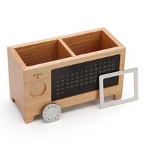 Pen Bracket Make up Brush Holder Stationery Organizer Desktop Storage Box Calendar Pen Holder Beech