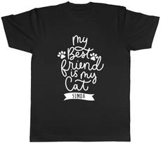 Personalised My Best Friend is my Cat Mens T-Shirt Pet Animal Feline Kitten Tee M