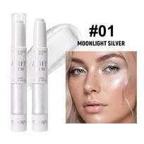 Dual-Ended Highlighter Stick, 2-in-1 Liquid & Stick Glow Highlighter, Long-Lasting Shimmer Makeup, Portable Waterproof Highlighter Pen 1#