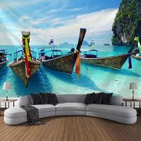 Navigacija Kraštovaizdis Gobelenas Retro Piratų Laivas Menas Sienos Kabinys Fantazija Bohemiška Estetika Dekoracija Kambario Menas Sienos Dekoras 70x100CM blue