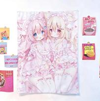 Kawaii Galgame Super Cute Pink Theme Tapestry Wall Hanging For Bedroom Dorm Room Home Wall Atmosphere Decor 40X60CM