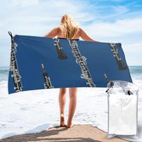 Oboe On Blue Beach Towel Soft Microfiber Quick Dry Absorbent Quick Towels For Pool 70x140 cm