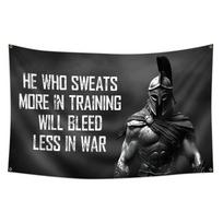 Spartan Warrior Tapestry Motivational Gym Wall Hanging Military Quote Decor Man Cave Fitness Room Art Without Flagpole 60x90cm