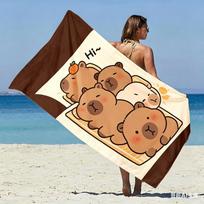 Funny Sunglasses Capybara Beach Towel Microfiber, Cute Animal Bath Towel, Trendy Cool Travel Blanket for Women Kids Teens Gift 50x100cm