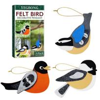 Yegbong Bird Ornament Garden Branch Decoration Cartoon Felt Fabric Colorful Bird Balcony Window Decoration