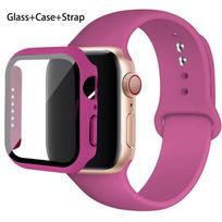 Stiklas + dėklas + dirželis Apple Watch apyrankei 44/40/45/41/38/42/44 mm Silikoninė laikrodžio apyrankė iWatch serija 3 4 5 6 se 78 dirželis 38mm series 321