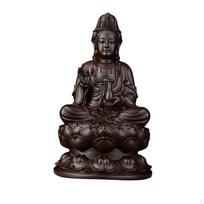 Budos statulos skulptūra, medžio Guan Yin namų dekoras juoda