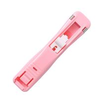 Paper Clam Clip Dispenser Plastic Metal Clamp Stapler Handheld Strong Clamping Clip Dispenser for Document Notes Roseate rožinė