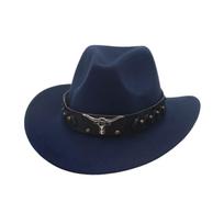 Western Cowboy Hat Women Men Decor Classic Western Cowgirl Hat Sun Protection Hat for Gift Winter Fall Party Costume Accessories tamsiai mėlyna spalva