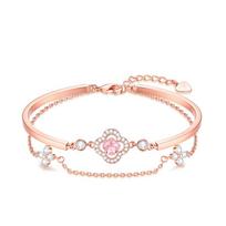 Barbie Bracelet [ Sparkling Lucky Four-leaf Clover] Romantic limited edition double-layered half-bracelet chain, French gentle G-Ba2605009 ruda