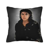 Michael Jackson Retro Pillowcase Double-Sided Printing Polyester Cushion Cover Decorative Throw Pillow Case Cover Bed Square Peach skin 18*18(CM)-1Pcs