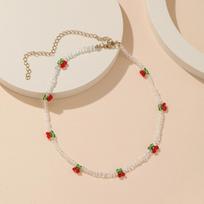 A52E Korean Fashion Kpop Cherry Choker Transparent Beads Women Necklace For Female Pendant Necklaces Party Jewelry Gift balta