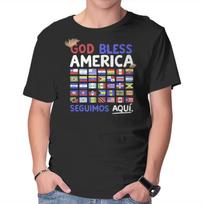 Unisex Crew Neck T-Shirt God Bless America Graphic Short Sleeve Casual Tee XS