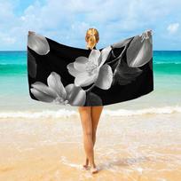 1 Quick Dry Microfiber Beach Towel With Luxurious White Floral Print - Soft, Absorbent, Lightweight For The Beach, Camping 70X140cm