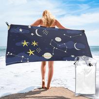 Galaxy Cosmos Moon Stars Astronomy Cartoon Universe Beach Towel Soft Microfiber Quick Dry Absorbent Quick Towels For Bath 70x140 cm