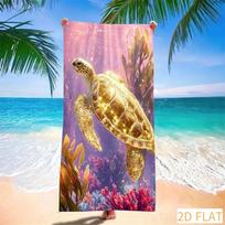 Glowing Sea Turtle Beach Towel Super Absorbent Quick Dry Microfiber Soft Sand-Free Blanket For Picnic & Fantasy Vibes 50x100cm