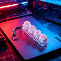 LED šviečiantis raktų pakabukas Klaviatūra Spaudžiamas mygtukas Fidget žaislas Streso ir nerimo malšinimui Nešiojamas stalo aksesuaras Biuro dekoras Dovana raudona