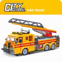 Rescue fire truck building blocks cloud ladder fire extinguishing city series puzzle assembly  toy model