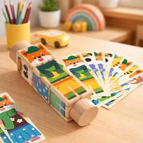 3D Wooden Changing Clothes Rotating Puzzle Building Blocks Kids' Early Education Toy Animal Dress-up Shape Cognition Toys Gifts