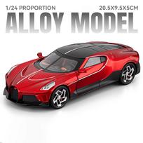 1:24 La Voiture Noire Atlantic Alloy Car Diecast Model Miniature Toy Doors Opened Sound Light  Shock Absorption Gift for Friends