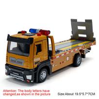 1:32 Alloy Flatbed Trailer Excavator Blender Truck Model Toys Diecast Car Sound Light Pull Back Miniature Vehices Boys' Fun Toys