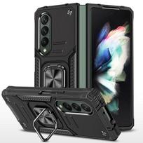 „Samsung Galaxy Z Fold 4 Case“ fotoaparato dangtelis, įmontuotas 360 ° pasukamas žiedinis stovas automobilio laikiklis Magnetinis apsauginis smūgiams atsparus dangtelis For Galaxy Z Fold 4 juoda