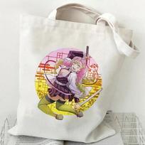 Japan Kanroji Mitsuri Demon Slayer cartoon printed canvas bag, student shoulder bag/tote bag for class 7548 35*40