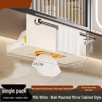 Wall-Mounted Tissue & Wet Wipe Dispenser with Hooks pieno baltumo spalva