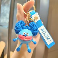 Funny Perm Monster Silicone Keychain Cute Cartoon Doll Car Key Ring Bag Pendant Creative Gift blue