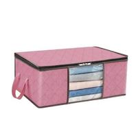 Non-woven Foldable Storage Bag Oversized Quilt Organizer Large Storage Boxes  For Organizing 50cm Pink