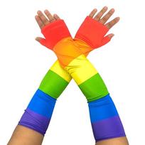 Stretch Rainbow Tassel Gloves Fringe Colorful Mittens Fashion Rainbow Long Gloves  Pride Month Style 2
