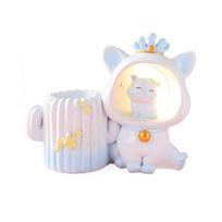 Decorative Astronaut Pen Holder Little Bear/Pig Makeup Brush Holder LED Night Light  Children's Day Style H