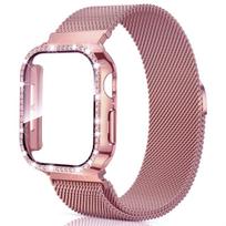 Milanese Loop+ case for apple watch series 44mm 45mm 40mm 41mm 46-42mm diamond cover+band iwatch 9 8 7 6 5 4 10 ultra 49mm strap 42mm Series 10