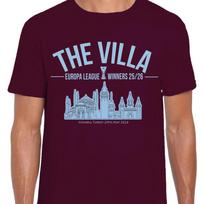 Villa Burgundy marškinėliai Tee Aston Villa Europos Čempionai 2026 XS