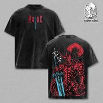 Vintage Berserk Crimson Knight Washed T Shirt Anime Graphic Tee Unisex Retro XL