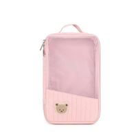 Striped Baby Packing Cube Cartoon Bear Embroidered Hanging Toiletry Bag Mesh Diaper Pouch  Traveler rožinė