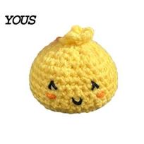 Soft Cotton Yarn Ball Handmade Crochet Bun Footbags, Squeeze Bean Bag, Juggling Kick Ball, Skin-friendly Baby Toy Cute Dumpling Stuffed for geltona