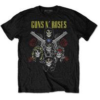 Men's Guns N Roses Pistols & Roses (Back Print) Slim Fit T-shirt Small Black L