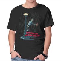 Unisex Crew Neck T-Shirt Drinkin In The Rain Graphic Short Sleeve Casual Tee XXXXL