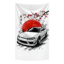Classic Drift Jdm Car Anime Japanese Flag Tapestry 3X5Ft Polyester Digital Printing Banner Garage Wall Art Out Door Decoration 60x90cm24x35in
