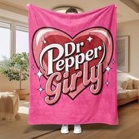 Dr Pepper Girly Heart Pattern Pink Blanket Soft Flannel Throw Blanket Cozy Warm Sofa Bed Blankets For Home Decor Cute Gift 130x150cm