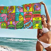 K-Keith Art Haring  Beach Towel Colorful Bath Towels For Girl Microfiber Quick Dry Custom Sand Free Beach Yoga Spa Gym Pool Cotton 30x30cm